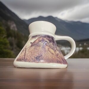 Vtg Otagiri Japan Deer Buck No Spill Wide Bottom Coffee Mug Cup Dear Walt Cude